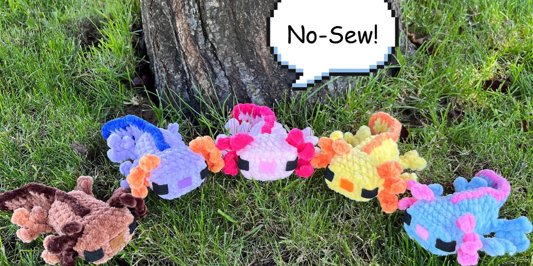 Minecraft-inspired baby axolotl crochet plushies